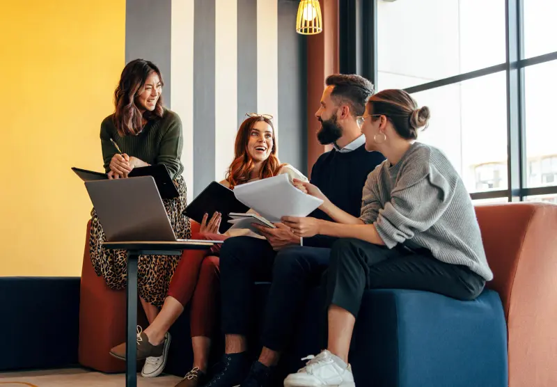 Group of contractor workers in a co-working space