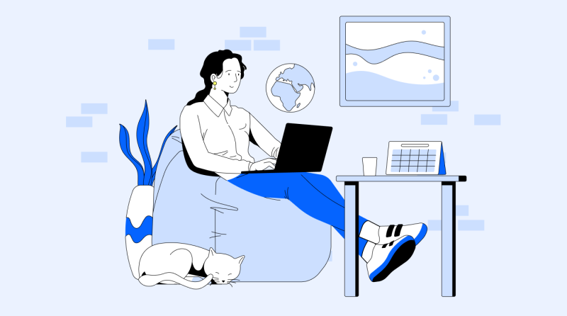 A remote contractor working at home
